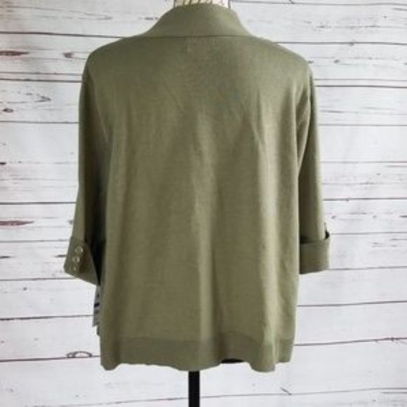 NWT JM Collection Olive Green Button Sleeve Cardig - Picture 2 of 6